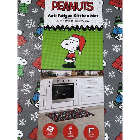 PEANUTS Snoopy Puffer Jacket XL Anti-Fatigue Kitchen Mat 20” X 39” Winter NEW - Picture 2 of 16
